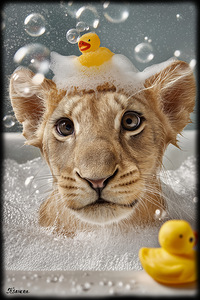 baby taking bath FA 25 2x3 680 by Ksavera ART