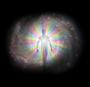 Man in Rainbow Light Print