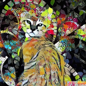 Kitten in Colorful Leaves