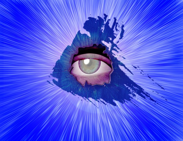 Eye behind wall crack by Bruce Rolff