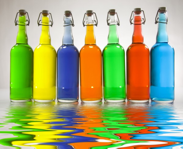 Color Filled Bottles Print