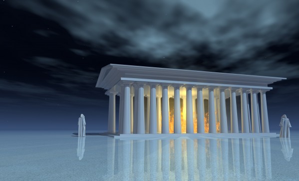 The temple mists Print