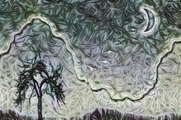 Abstract Dark Tree Print