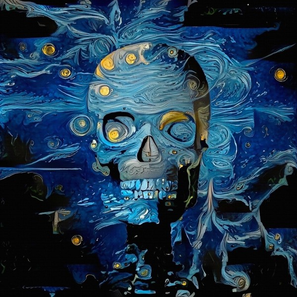 Blue Skull Print