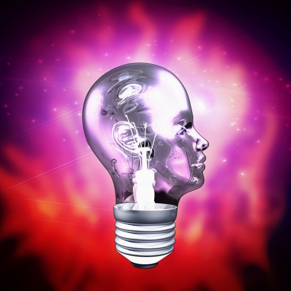 Human Light Bulb Head Print