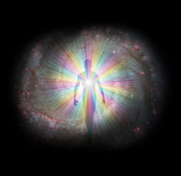 Man in Rainbow Light Print