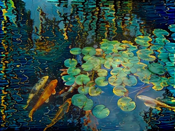 Koi fish in pond by Bruce Rolff