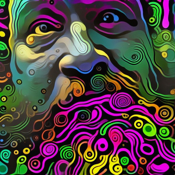 Mans Face. Vivid Art Pattern Print
