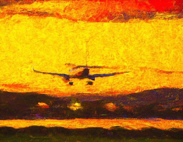 Landing at Sunset Print