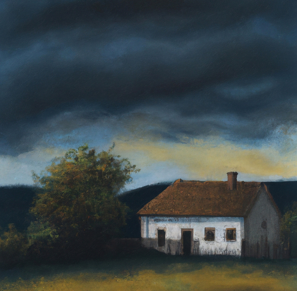 Small Cottage Under Approaching Storm by aiddia