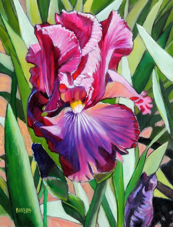 Large Maroon Iris Print