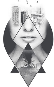 Double Exposure of a Woman and City Street