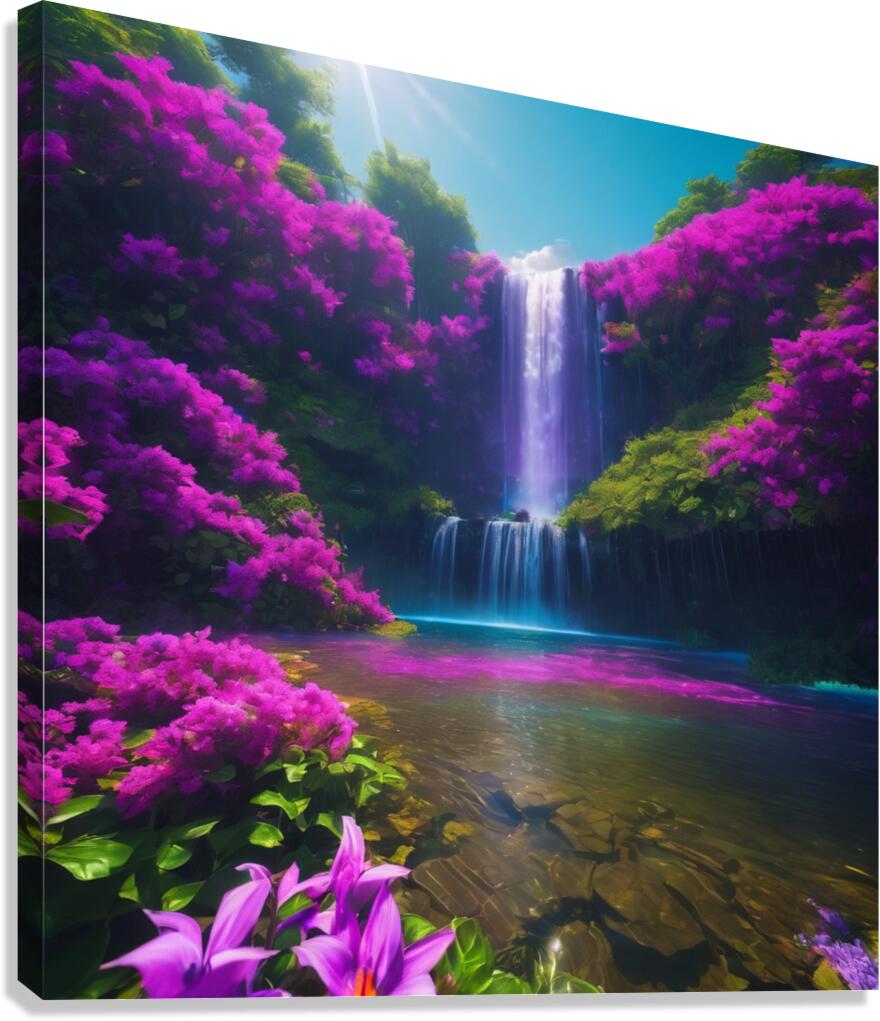 waterfall flower mountain nature by Sarah Michelle Wall Art