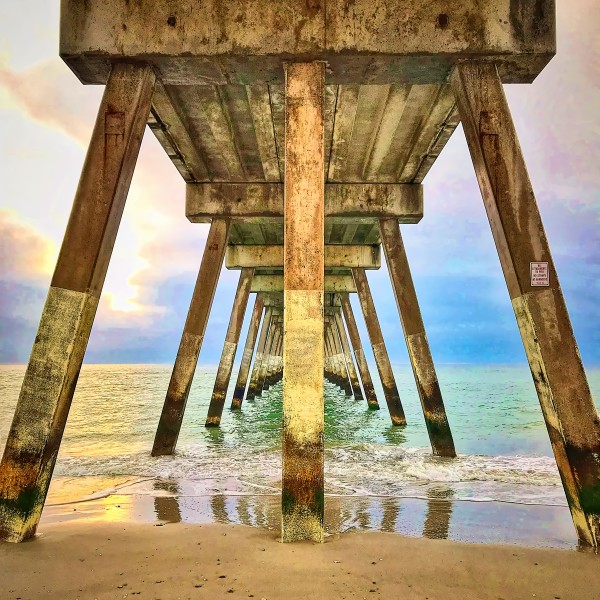 Sunrise Under the Pier Square Print