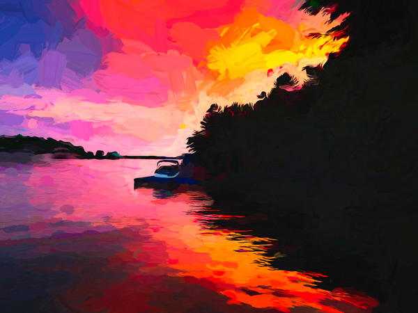 Sunset Boat Dock Print