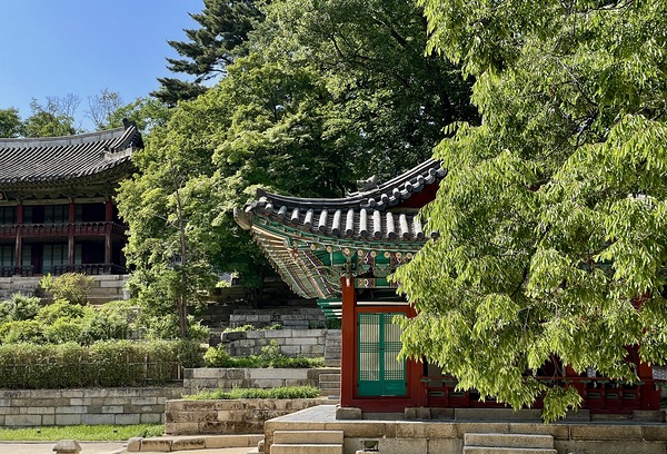 Pavilion Behind Tree Print