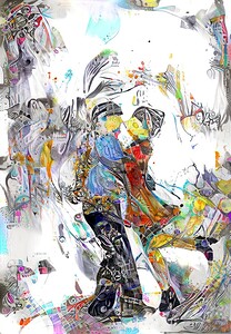 Vibrant Abstract Dance in Colorful Swirls