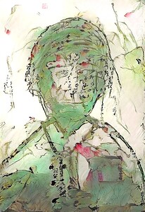 Portrait with Green Tones and Textures