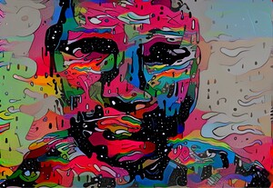 Portrait with Colorful Drips
