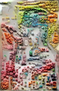 Colorful Abstract Textured Artwork with Multi-Hued Patterns  