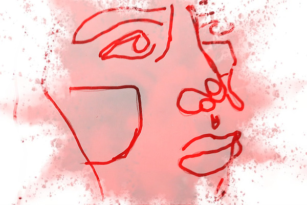 red drawing on pink Print