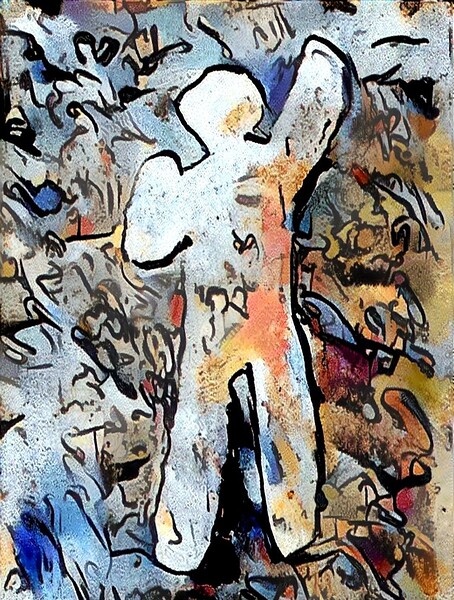 Emerging Figure in Script Print