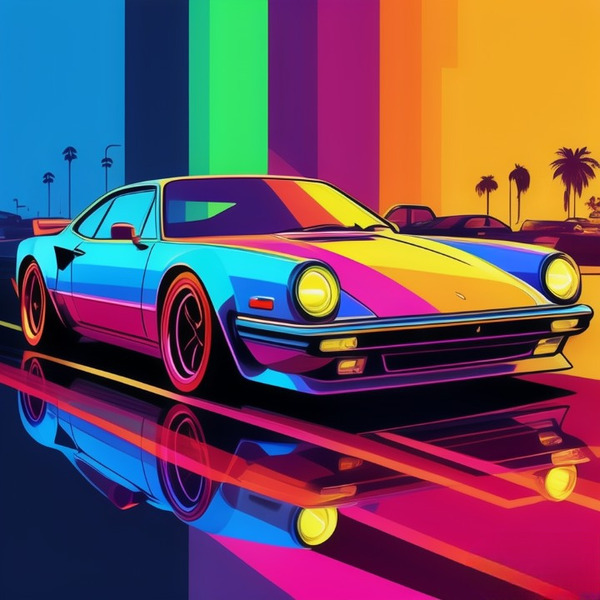 Neon Drive: Retro Futurism in Motion Print