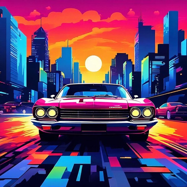Zooming through the city streets Print