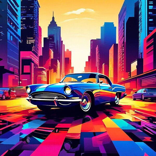 Retro Cityscape Print