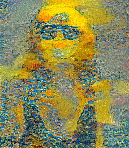 Sunlit Figure in Blue Hues Print