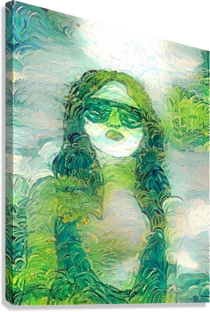 Verdant Portrait: Glimpse of Green Canvas Print