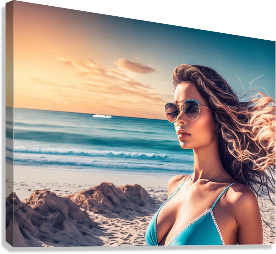 girl at beach Canvas Print