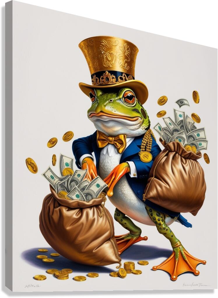 A whimsically adorned frog sporting a grandiose g Canvas Print