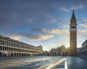 St Mark square at sunrise Venice Italy. 