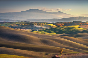 Crete Senesi landscape and Mount Amiata in the background
