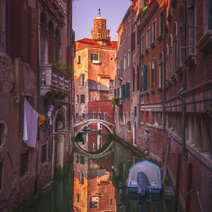 Venice cityscape. Canal and bridge. Italy