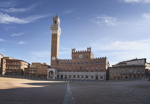 Siena. Piazza del Campo square and Mangia tower. Italy