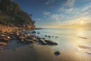 Cala Violina beach at sunset. Tuscany Italy.