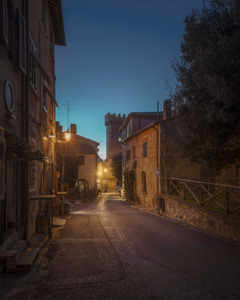 Bolgheri village street at sunset. Tuscany