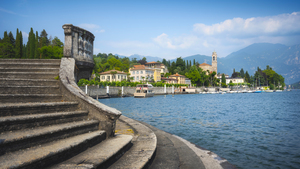 Tremezzo Tremezzina stairs and lakefront. Lake Como. Italy