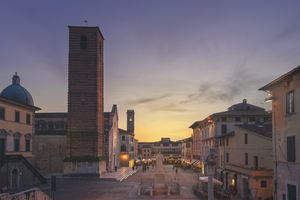 Pietrasanta old town at sunset. Italy