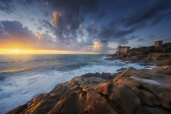 Boccale castle and rough sea. Tuscany Print