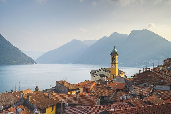 Colonno village in Lake Como. Italy Print