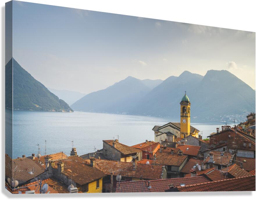 Colonno village in Lake Como. Italy Canvas Print