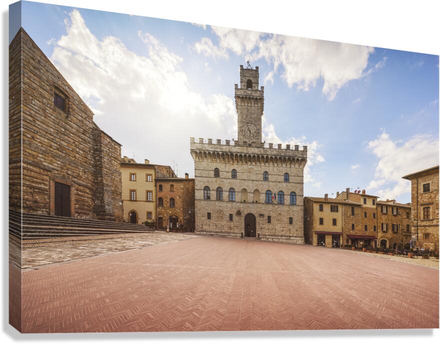 Piazza Grande and Palazzo Comunale of Montepulciano. Tuscany Canvas Print