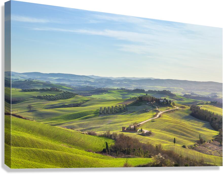 Rural landscape at sunset in the Crete Senesi. Tuscany Italy Canvas Print