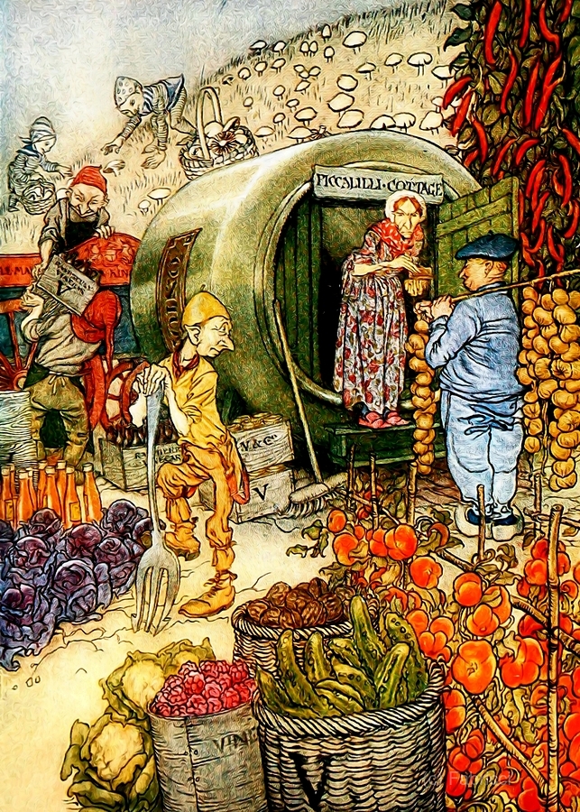 Fairy Tale Garden by Victorian Artist Arthur Rackham by Fabricci Wall Art