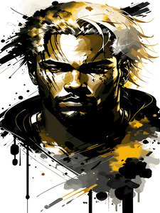Trendy fantasy Man in vibrant colours art 