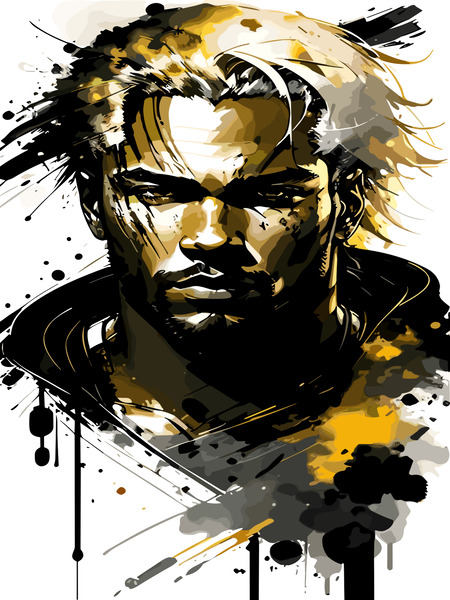 Trendy fantasy Man in vibrant colours art  by Majid