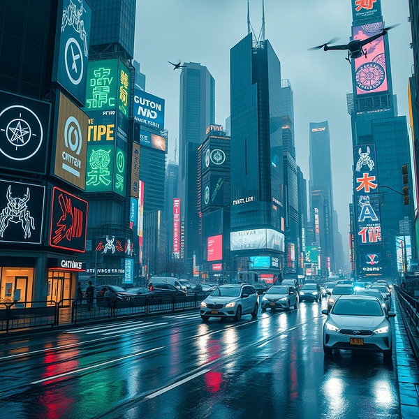 A Cyberpunk Cityscape  Print